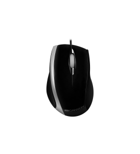Canyon wired optical mouse with 3 buttons, dpi 1000, usb2.0, black/silver, cable length 1.2m, 107*71.5*39.8mm, 0.078kg