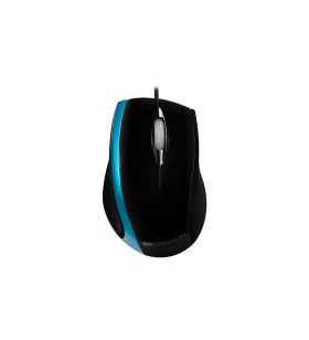 Canyon wired optical mouse with 3 buttons, dpi 1000, usb2.0, black/blue, cable length 1.2m, 107*71.5*39.8mm, 0.078kg