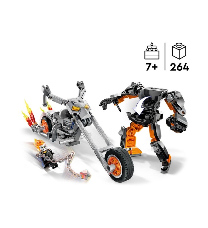 Lego 76245 marvel ghost rider cu jucărie de construcție mecanică și bicicletă