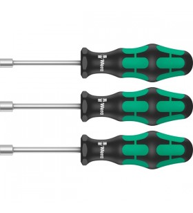 Set de șurubelnițe pentru chei tubulare wera 395 ho/3 (negru/verde, 3 piese, cu ax tubular)