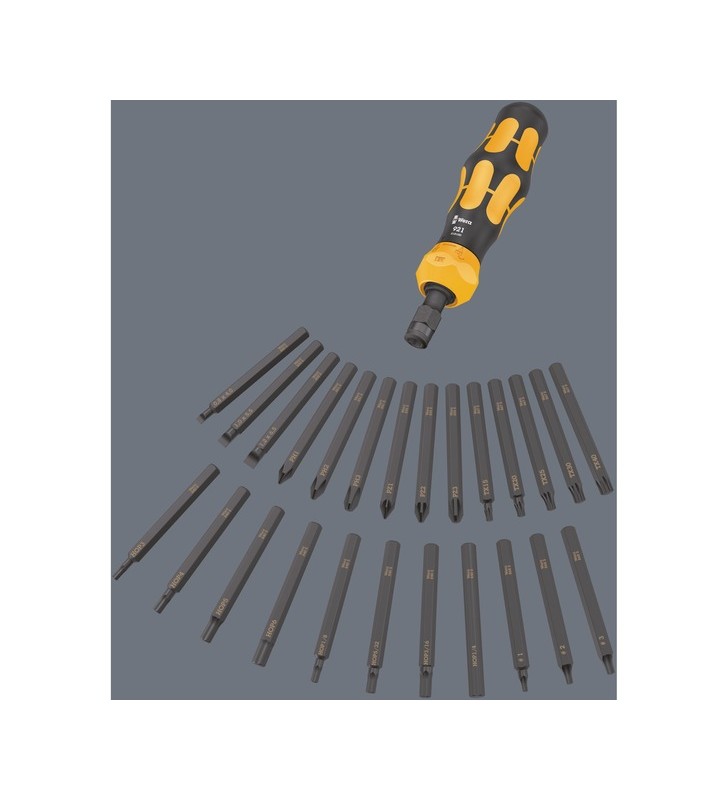 Wera kraftform compact 900 imperial set 1, cu șurubelniță cu impact, set de biți (negru/galben, 1/4", 19 bucăți)