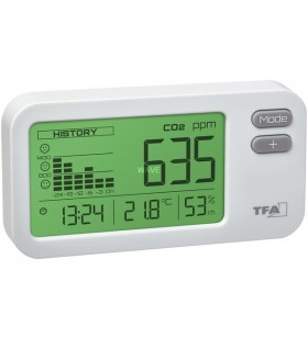 Monitor co2 tfa dostmann airco2ntrol coach 31.5009, dispozitiv de măsurare co2 (alb)