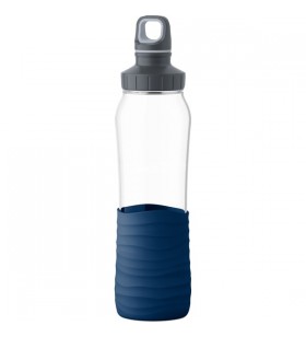 Sticla emsa drink2go glass 0,7 litri (transparent/albastru închis, capac filetat)
