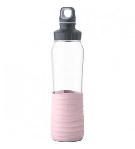 Sticla emsa drink2go glass 0,7 litri (transparent/roz, capac filetat)