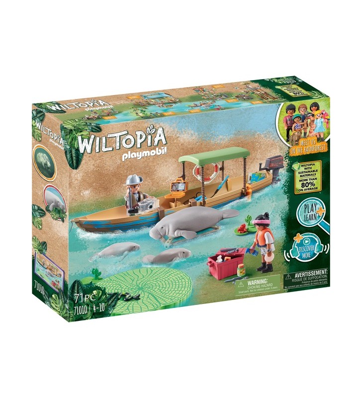 Playmobil 71010 wiltopia - excursie cu barca la lamantini, jucărie de construcție