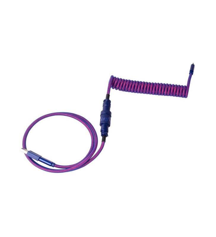 Cablu de aviator în spirală keychron usb 3.2 gen 1 premium, usb-c tată - usb-c tată (violet, 1,08 metri, mufă dreaptă)