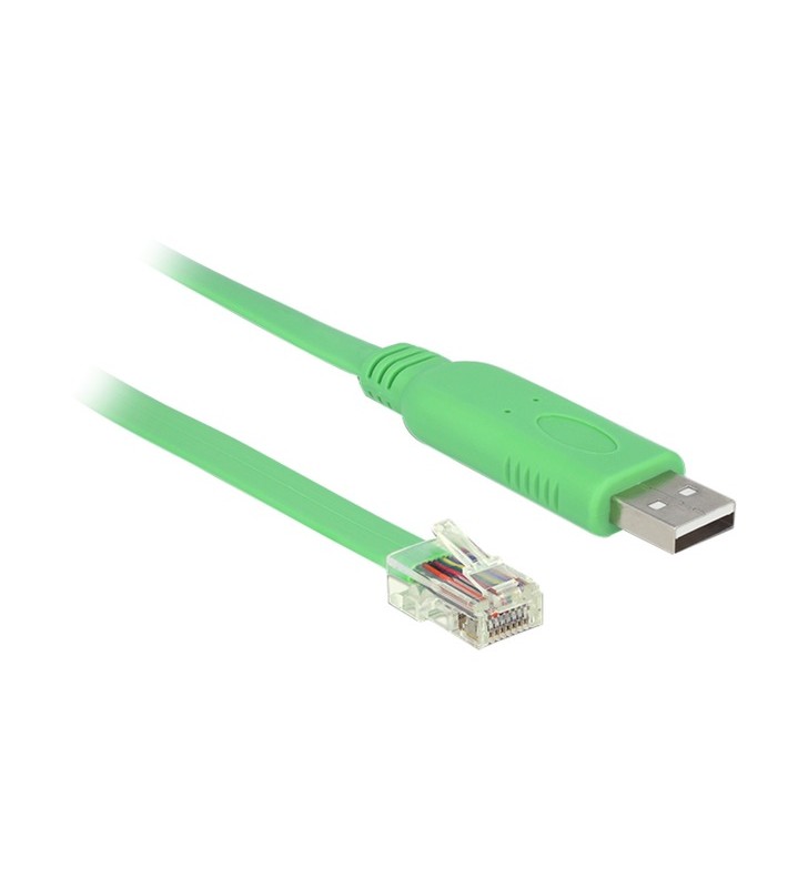 Cablu adaptor delock usb 2.0, mufa usb-a - mufa rs-232 rj-45 (verde, 1,8 metri)