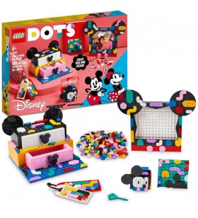 Lego 41964 dots disney mickey & minnie jucărie de construcție cutie creativă pentru întoarcerea la școală (set de artizanat 6 în 1 cu brelocuri pentru genți, autocolante și kit de birou)