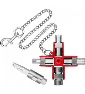 Knipex cheie universală „bau” 00 11 06 v01, cheie tubulară (argintiu/rosu, pentru dulapuri comune si sisteme de inchidere)