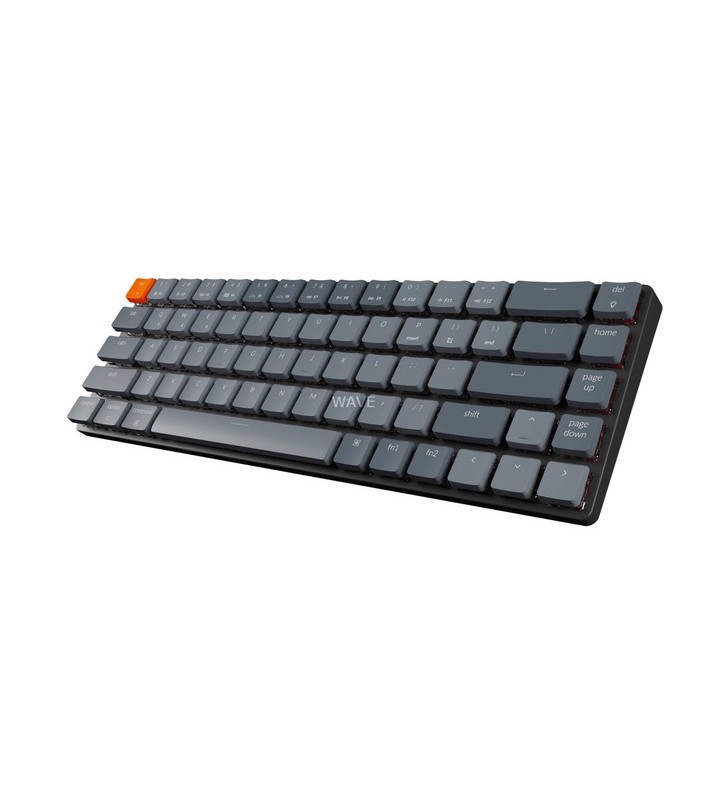 Keychron k7, tastatură pentru jocuri (negru/gri, aspect de, keychron low profile optical blue, hot-swap, cadru din aluminiu)
