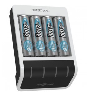 Ansmann comfort smart + 4x aa 2100mah, încărcător (alb/negru, inclusiv 4x baterii aa cu 2100 mah)