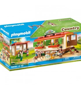 Playmobil 70510 jucărie de construcție a mașinii de dormit pentru tabără cu ponei
