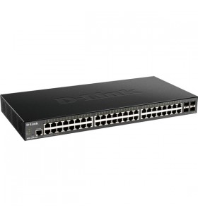 Switch cu 48 porturi D-Link DGS-1250-52X, 176 Gbps, 130.95 Mpps, 32.000 MAC, 4 porturi SFP, cu management