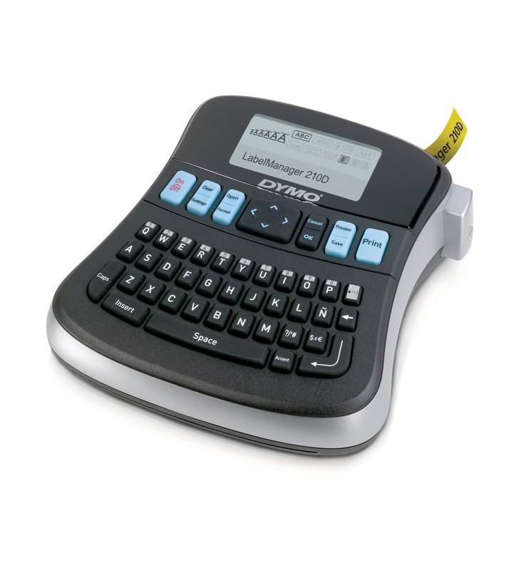 Dymo labelmanager 210d+, mașină de etichetat (negru/argintiu, cu tastatură qwertz, s0784470)