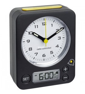 Ceas deşteptător analog fără fir tfa cu setare combo de alarmă digitală (galben închis)