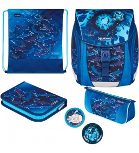 Herlitz filolight plus deep sea, ghiozdan (albastru închis/albastru neon, inclusiv trusă de 16 piese, trusă, geantă de sport)
