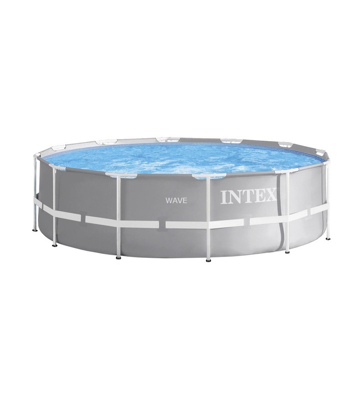 Set piscina intex frame prism rondo 126716gn, ø 366 x 99cm, piscina (gri/albastru, sistem de filtrare cu cartuș eco 604g)
