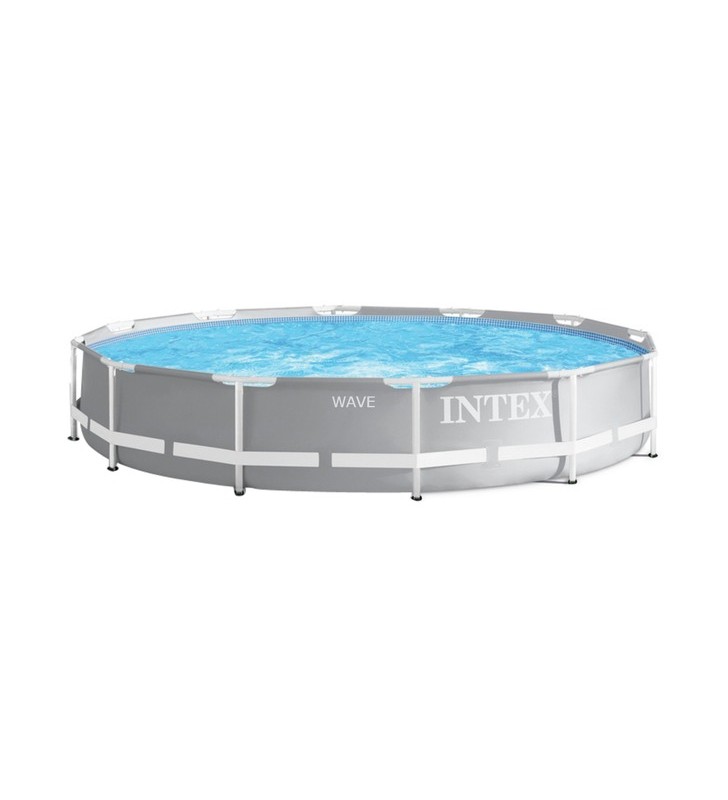 Set piscina intex frame prism rondo 126712gn, ø 366 x 76cm, piscina (gri/albastru, sistem de filtrare cu cartuș 28604gs)
