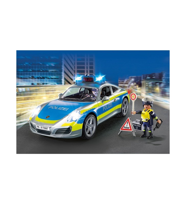 Playmobil 70067 city action - porsche 911 carrera 4s poliție, jucărie de construcție (cu lumină și sunet)
