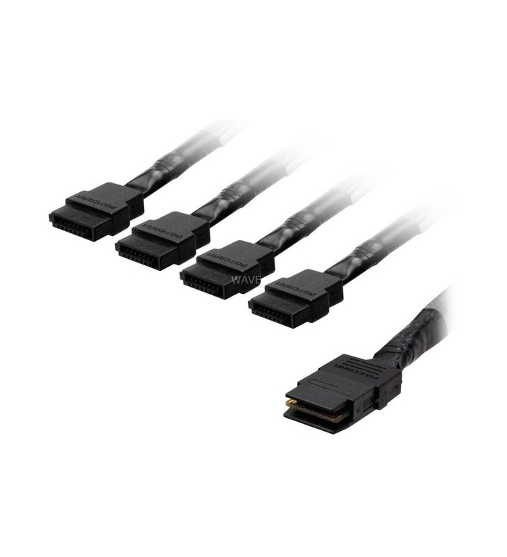 Cablu adaptor highpoint 1x minisas sff-8087 - 4x sata (negru, 1 metru)