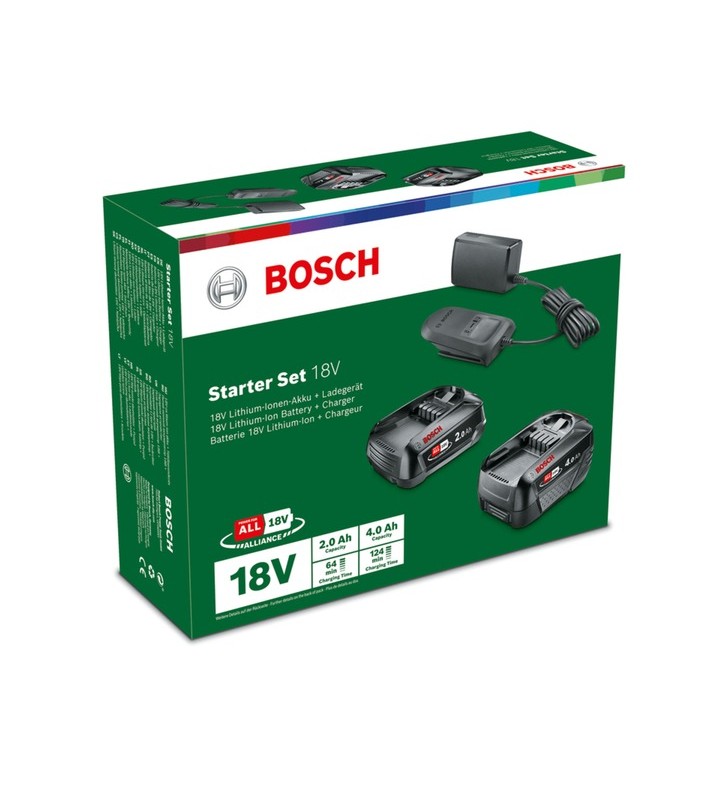 Set de pornire bosch 18v (2.0 ah + 4.0 ah + al 18v-20) (negru, 2x baterie + încărcător, power for all alliance)