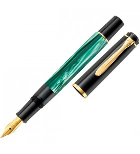 Pelikan classic m200 - stilou cu piston verde marmorat, stilou (verde/negru, lățimea penei m)