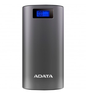 Power bank adata 20000mah, 2 x usb, digital display pt. status baterie, p20000d 20.000 mah, total 2.1a, grey, "ap20000d-dgt-5v-c