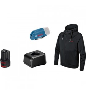 Kit bosch heat+jacket ghh 12+18v mărimea xl, îmbrăcăminte (negru, inclusiv adaptor de încărcare gaa 12v-21, 1x baterie de 12 volți)