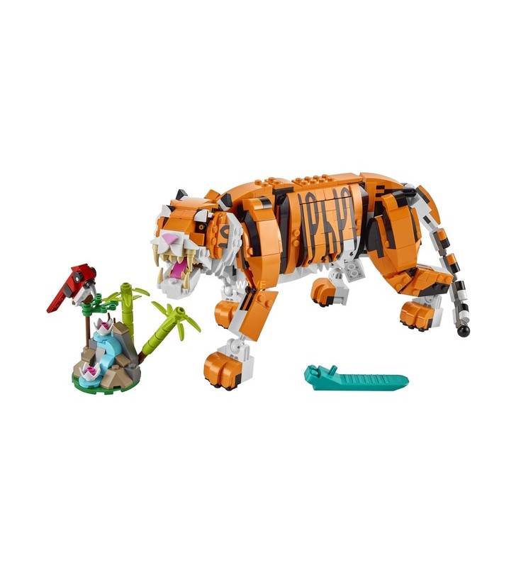 Jucărie de construcție lego 31129 creator 3în1 majestic tiger (set de figurine de animale 3 în 1, panda sau pește)