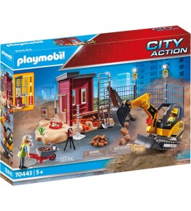 Playmobil 70443 city action - mini excavator cu componenta, jucarie de constructie