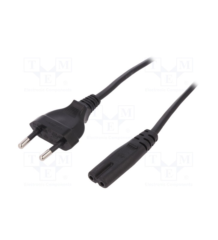 Power cord, euro - c7 m/f, 1.8m, h03vvh2-f 0.75qmm, black