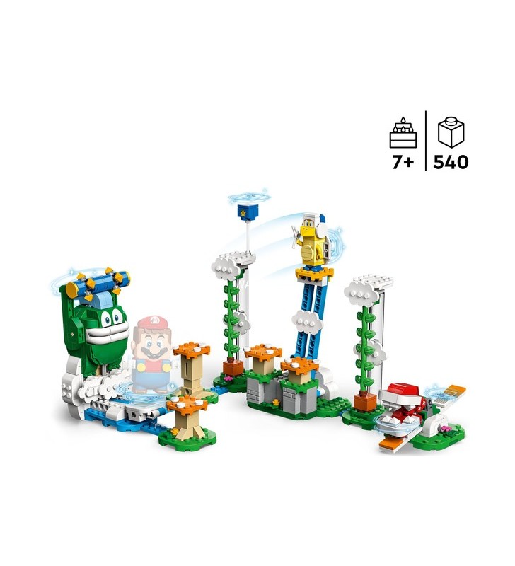 Set de expansiune lego 71409 super mario maxi spikes cloud challenge jucărie de construcție (set cu 3 figurine inamice, inclusiv fratele bumerang și planta piranha)