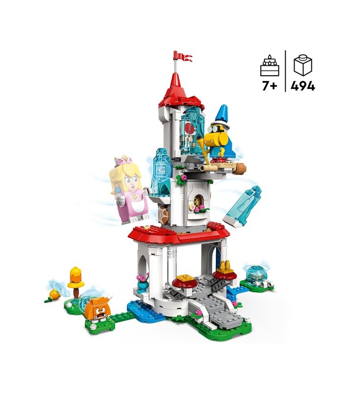 Lego 71407 costum de pisică super mario și set de extindere turnul de gheață jucărie de construcție (jucărie construibilă de combinat cu setul de început mario, luigi sau peach)