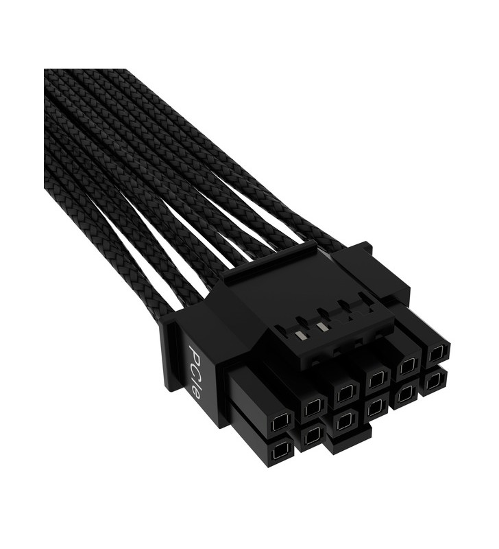 Cablu adaptor psu corsair premium sleeved pcie 5.0 12vhpwr (negru, 50 cm)