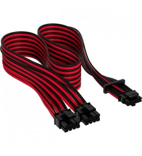 Cablu adaptor psu corsair premium sleeved pcie 5.0 12vhpwr (negru/rosu, 50 cm)