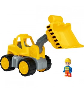 Big power-worker încărcător frontal + figurină, vehicul de jucărie (galben gri)