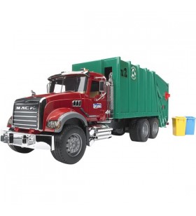 Bruder mack camion de gunoi din granit, model de vehicul (verde rosu)