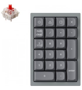 Keychron q0, tastatură numerică (gri, gateron g pro red, hot-swap, cadru din aluminiu, rgb)