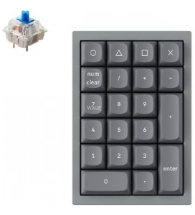 Keychron q0, tastatură numerică (gri, gateron g pro blue, hot-swap, cadru din aluminiu, rgb)