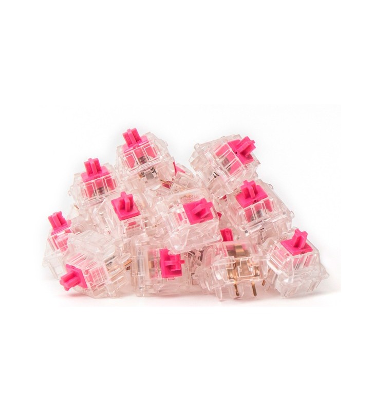 Set de întrerupătoare keychron gateron aliaz silent tactile (60 gf), întrerupătoare cu cheie (roz/transparent, 110 bucăți)