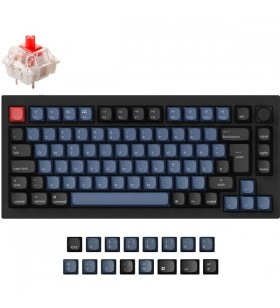 Buton keychron q1, tastatură pentru jocuri (negru/albastru-gri, aspect de, gateron g pro red, hot-swap, cadru din aluminiu, rgb)