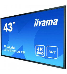 Iiyama lh4342uhs-b1 afișaj semne 108 cm (42.5") ips 4k ultra hd panou informare digital de perete negru procesor încorporat