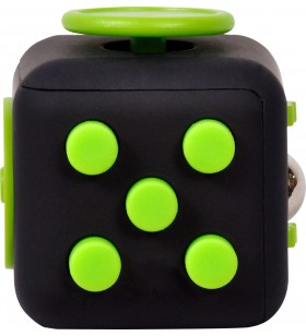 Cub antistres spacer, fidget, black cu butoane green, "sp-cube-fget"