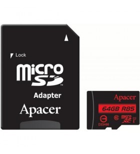 Memory card apacer r85 micro sdxc, 64gb, clasa 10 + adaptor microsd