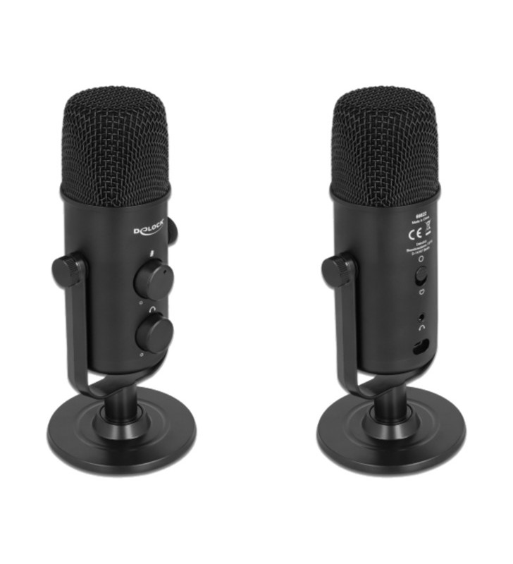 Microfon usb multifunctional cu capsula dubla delock (negru)