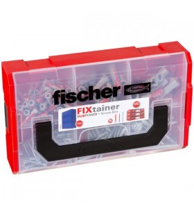 Fischer fixtainer-duopower + șurub nv, diblu (gri deschis/rosu, cu suruburi, 210 bucati)