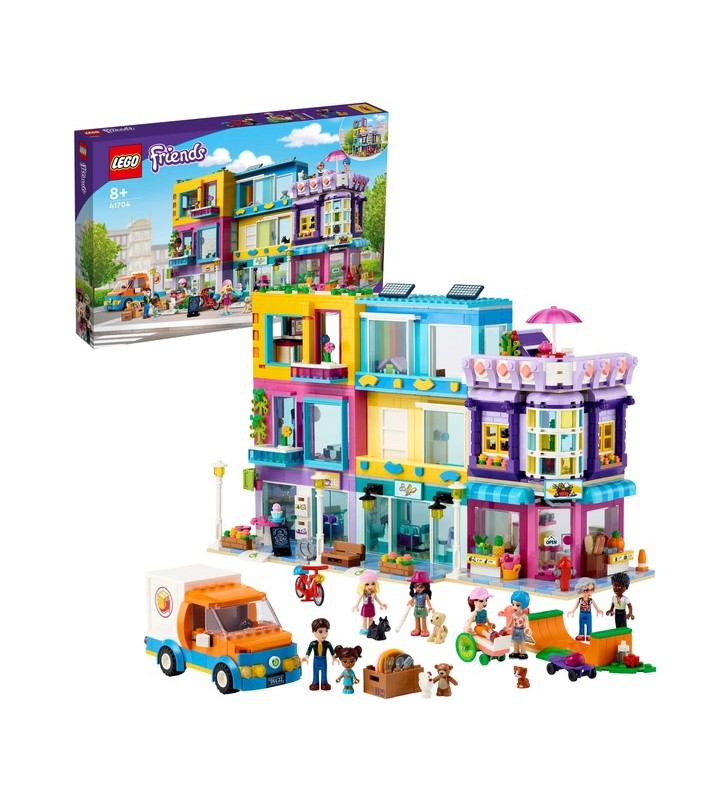 Bloc de apartamente lego friends 41704 heartlake city cu jucării de construcție pentru salon de coafură și cafenea (cu 7 mini-păpuși)