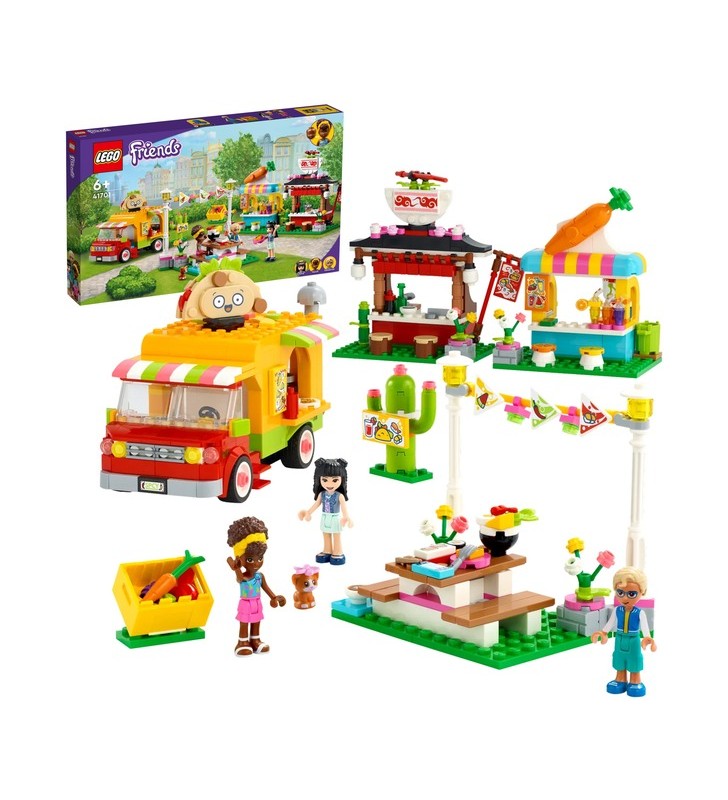 Lego 41701 friends piața de mâncare stradală cu camion taco și jucărie de construcție smoothie bar