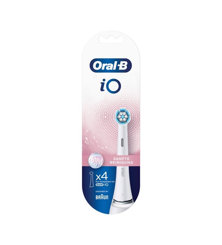 Braun oral-b io set de curățare delicată de 4, cap de perie (ambalaj alb, fără frustrare)