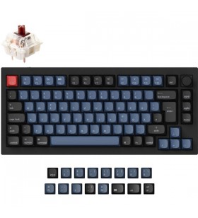 Buton keychron q1, tastatură pentru jocuri (negru/albastru-gri, aspect de, gateron g pro maro, hot-swap, cadru din aluminiu, rgb)